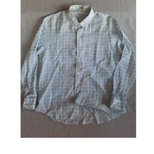Peter Millar Crown Cool Plaid Button Down Shirt Men's Extra Large Linen Blend